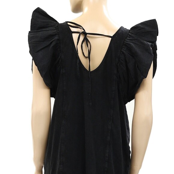 Daily Practice by Anthropologie Flutter-Sleeve Tee Dress Cotton Black S 274161 - Picture 8 of 10